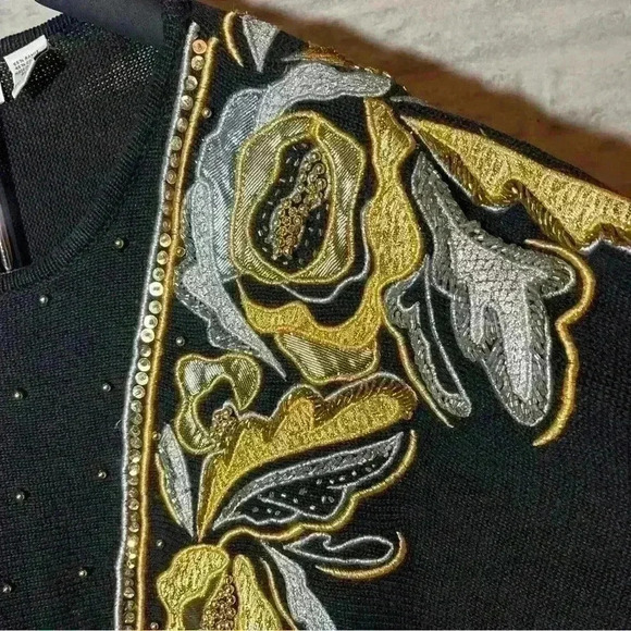 Etosha Tunic Sweater Cotton Blend Bat-Wing Long Sleeve Embellishments Size 1x - Picture 3 of 13